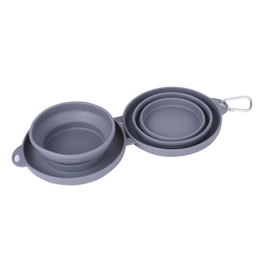 Collapsible Silicone Travel Bowl for Dogs and Cats Gris