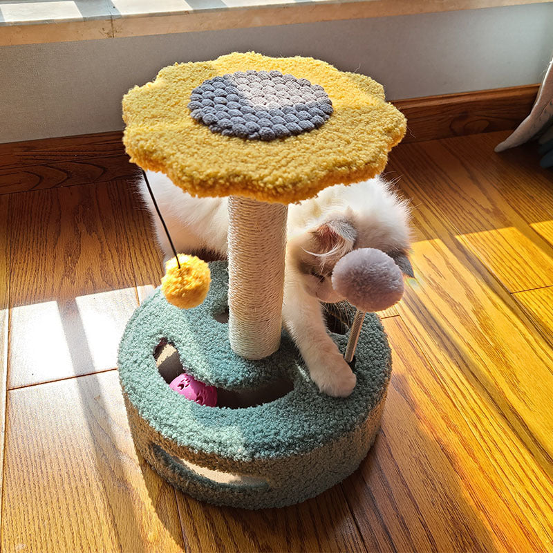 Sunflower Scratching Board with Catnip Balls for Cats
