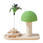 Mushroom Scratching Post with Feather Wand for Cats