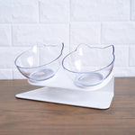 Elevated Double Bowl Stand for Cats Blanco